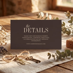 Elegante dunkle Schokoladen-Minimalist-Hochzeit Begleitkarte
