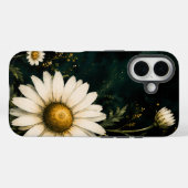 Elegante Dunkle Smaragd-Daisy-Blumenmuster Gold Case-Mate iPhone Hülle (Rückseite (Horizontal))