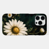 Elegante Dunkle Smaragd-Daisy-Blumenmuster Gold iPhone Hülle (Rückseite (Horizontal))