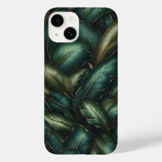 Elegante dunkle Smaragd-Tropenblätter und Goldader Case-Mate iPhone 14 Hülle