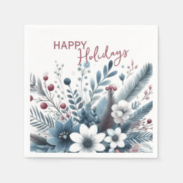 Elegante dunkle Teal-Blau-Rote Florale Festtags-Wr Serviette