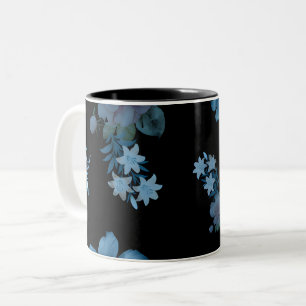 Elegante dunkle Teal-Blumenmuster-Kaffeetasse Zweifarbige Tasse