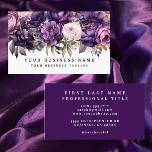 Elegante dunkle, tief violette Blumen Visitenkarte