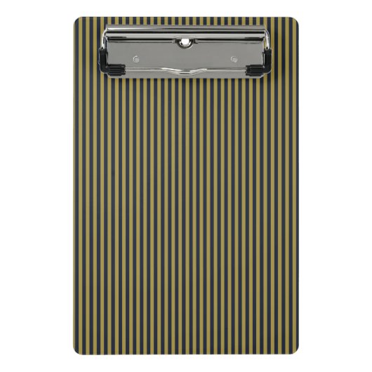 Elegante dünne goldene und blaue blaue Streifen Mini Klemmbrett (Vorderseite)