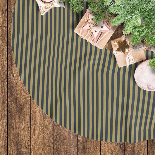 Elegante dünne goldene und blaue blaue Streifen Polyester Weihnachtsbaumdecke