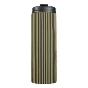 Elegante dünne goldene und blaue blaue Streifen Thermosbecher