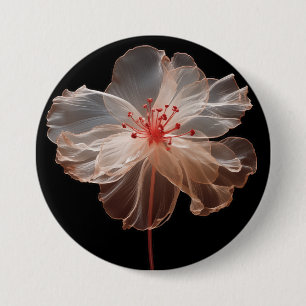 Elegante durchsichtige Blume auf schwarz Button