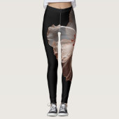 Elegante durchsichtige Blume auf schwarz Leggings (Vorderseite)