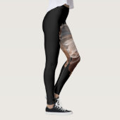 Elegante durchsichtige Blume auf schwarz Leggings (Rechts)