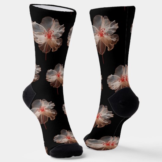 Elegante durchsichtige Blume auf schwarz Socken (Gewinkelt)