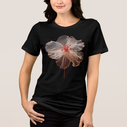 Elegante durchsichtige Blume auf schwarz Tri-Blend Shirt (Vorderseite)