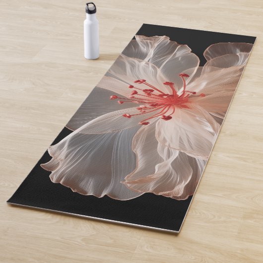 Elegante durchsichtige Blume auf schwarz Yogamatte (Beispiel)