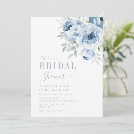 elegante Duschblüten Brautdusche Einladung (Stehend Vorderseite)