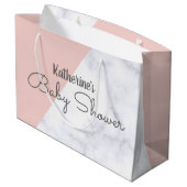 Elegante Dusche aus rosa und weißem Marmor. Große Geschenktüte (Rückseite Schrägansicht)