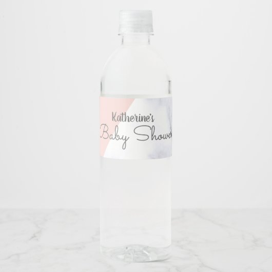 Elegante Dusche aus rosa und weißem Marmor. Wasserflaschenetikett (Vorderseite)
