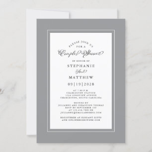 Elegante Dusche für graue und weiße Hochzeitspaare Einladung