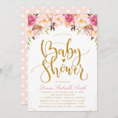 Elegante Dusche mit Blumen. Einladung (Vorne/Hinten)