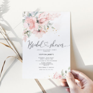 Elegante Dusche mit Dusche und Brautdusche in Rosa Einladung