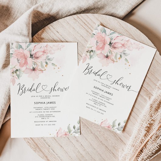 Elegante Dusche mit Dusche und Brautdusche in Rosa Einladung