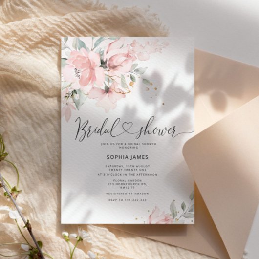 Elegante Dusche mit Dusche und Brautdusche in Rosa Einladung