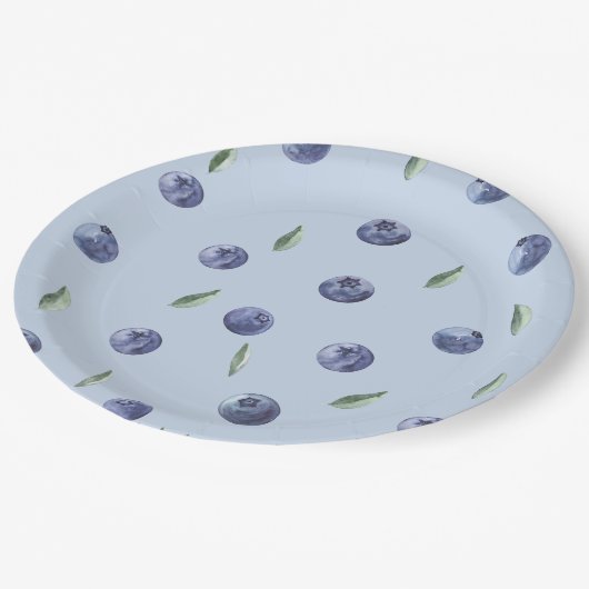 Elegante Dusche mit Heidelbeeren Pappteller (Schrägansicht)