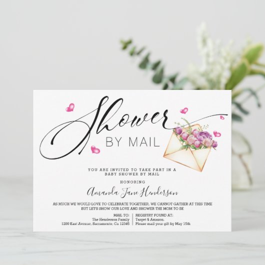 Elegante Dusche per Post Einladung (Stehend Vorderseite)