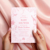 Elegante Dusche Safari-Dschungeltiere in Rosa Einladung