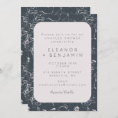 Elegante Dusche und graue Botanische Paare Einladung (Vorne/Hinten)