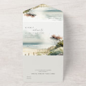 Elegante duskische Küste Sandstrand Hochzeit All In One Einladung (Außenbereich)