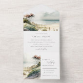 Elegante duskische Küste Sandstrand Hochzeit All In One Einladung (Innen Boden)