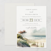 Elegante duskische Küste Sandstrand Hochzeit Einladung (Vorne/Hinten)