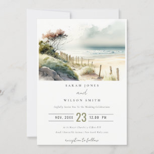 Elegante duskische Küste Sandstrand Hochzeit Einladung