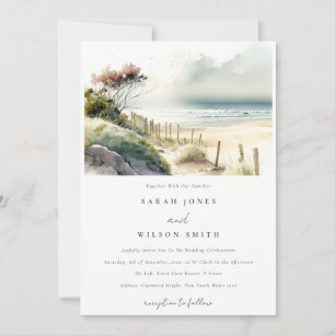 Elegante duskische Küste Sandstrand Hochzeit Einladung