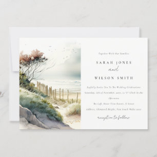 Elegante duskische Küste Sandstrand Hochzeit Einladung