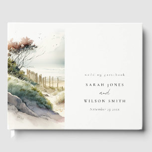 Elegante duskische Küste Sandstrand Hochzeit Gästebuch