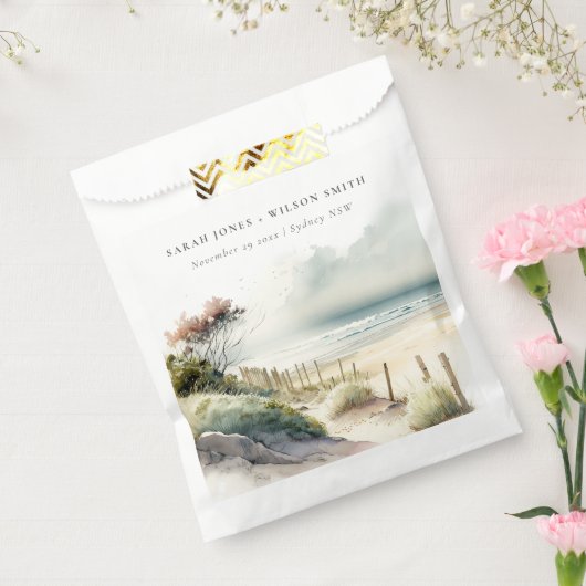 Elegante duskische Küste Sandstrand Hochzeit Geschenktütchen (Versiegelt)