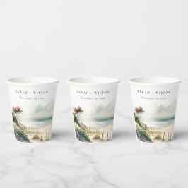 Elegante duskische Küste Sandstrand Hochzeit Pappbecher