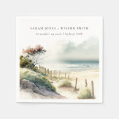 Elegante duskische Küste Sandstrand Hochzeit Serviette (Vorderseite)