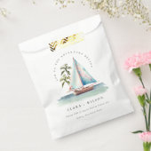 Elegante Dusky Aquamarin Sailboat Palm Seascape We Geschenktütchen (Versiegelt)