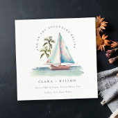 Elegante Dusky Aquamarin Sailboat Palm Seascape We Serviette