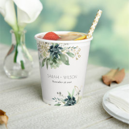 Elegante dusky Blue Green Succulent Foliage Weddin Pappbecher