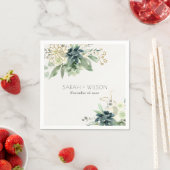 Elegante dusky Blue Green Succulent Foliage Weddin Serviette (Beispiel)