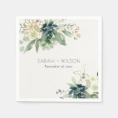 Elegante dusky Blue Green Succulent Foliage Weddin Serviette (Vorderseite)