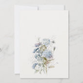 Elegante Dusky Blue Watercolor Hütte Save The Date (Rückseite)