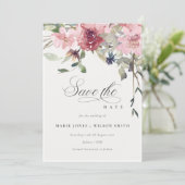 Elegante Dusky Blush Rose Save the Date Karte (Stehend Vorderseite)