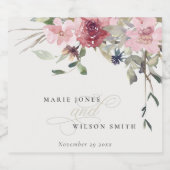 Elegante Dusky Blush Rose Wildblume Blumenzwiese Bierflaschenetikett (Einzelnes Label)