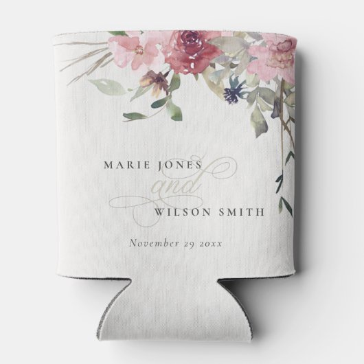 Elegante Dusky Blush Rose Wildblume Blumenzwiese Dosenkühler (Rückseite)