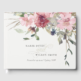 Elegante Dusky Blush Rose Wildblume Blumenzwiese Gästebuch