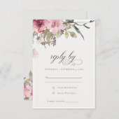 Elegante Dusky Blush Rose Wildblume Blumenzwiese RSVP Karte (Vorne/Hinten)