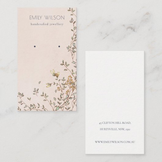 Elegante Dusky Blush Stud Earring Display Visitenkarte (Vorne/Hinten)